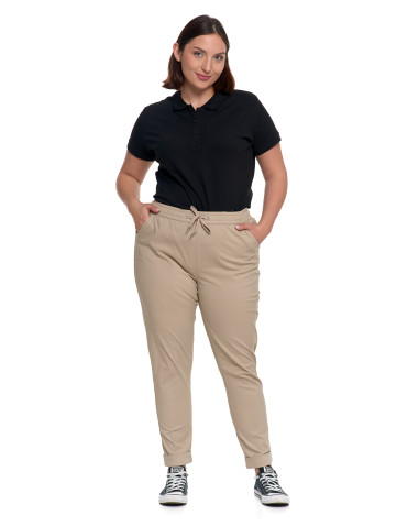 Spodnie - Spodnie damskie jogger w stylu casual z bawełny BEŻOWY - produkt 7