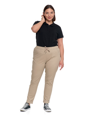 Spodnie - Spodnie damskie jogger w stylu casual z bawełny BEŻOWY - produkt 10