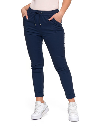Spodnie - Spodnie damskie jogger w stylu casual z bawełny GRANATOWY - produkt 5