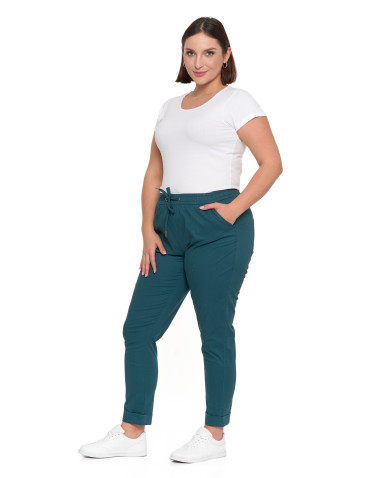 Spodnie - Spodnie damskie jogger w stylu casual z bawełny ZIELONY - produkt 3
