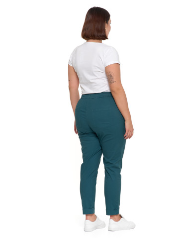 Spodnie - Spodnie damskie jogger w stylu casual z bawełny ZIELONY - produkt 4