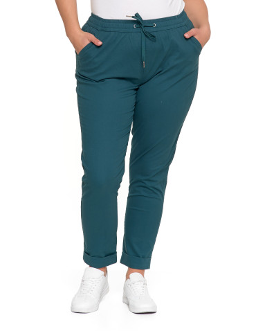 Spodnie - Spodnie damskie jogger w stylu casual z bawełny ZIELONY - produkt 5