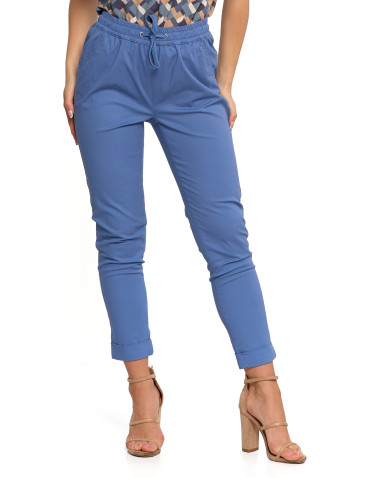 Spodnie - Spodnie damskie jogger w stylu casual z bawełny NIEBIESKI - produkt 5