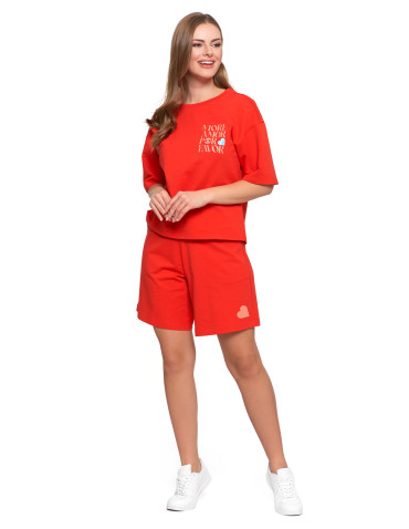 Koszulki i topy - T-shirt damski o luźnym kroju z napisami CZERWONY - produkt 6