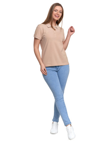 Polo - Koszulka polo damska z kołnierzykiem BEŻOWY - produkt 5