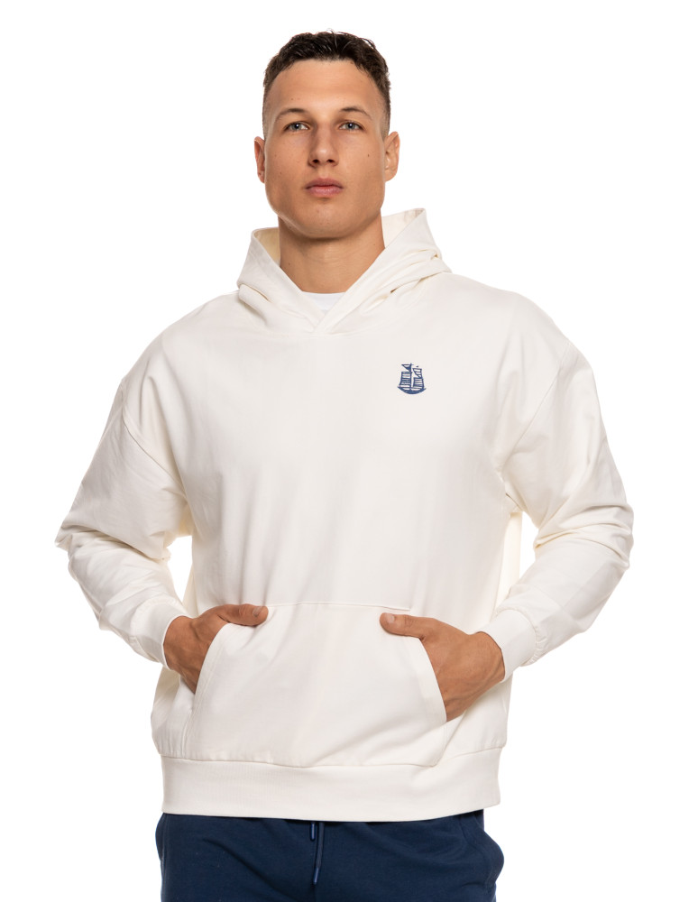 Bluzy - Męska bluza dresowa z kapturem i nadrukiem na plecach BIAŁY - produkt moraj.pl 9