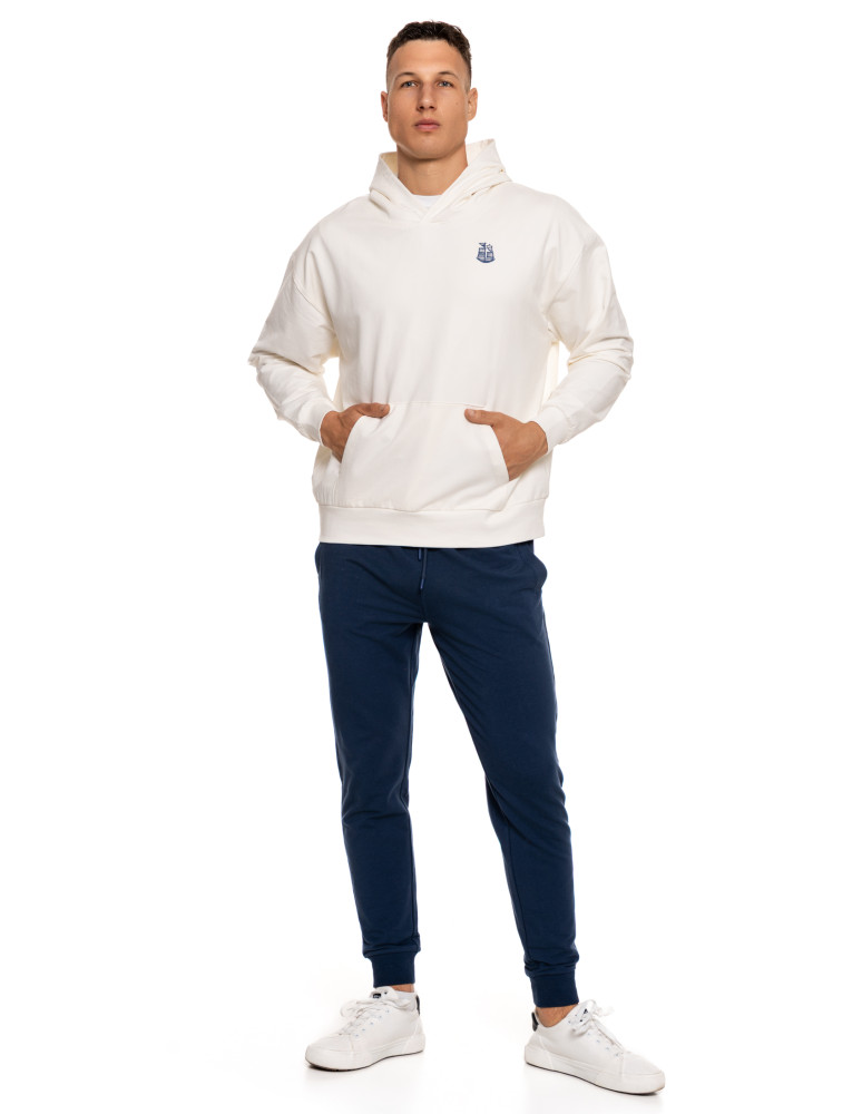 Bluzy - Męska bluza dresowa z kapturem i nadrukiem na plecach BIAŁY - produkt moraj.pl 13