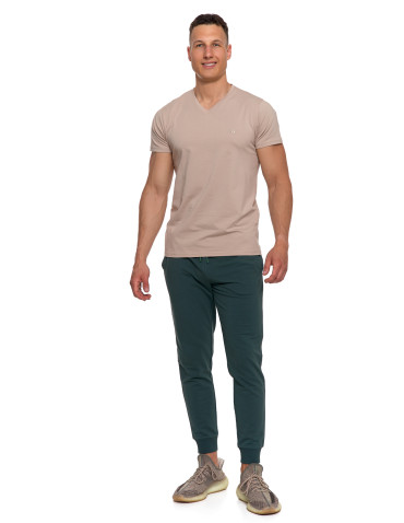 Koszulki, topy, koszule - Koszulka męska bawełna Premium T-shirt dekolt w serek BEŻOWY - produkt 5