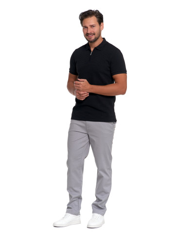 Polo - Koszulka polo męska z zamkiem i kołnierzykiem CZARNY - produkt 10