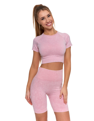 Legginsy - Legginsy kolarki damskie z wysokim stanem i efektem push-up RÓŻOWY - produkt 5
