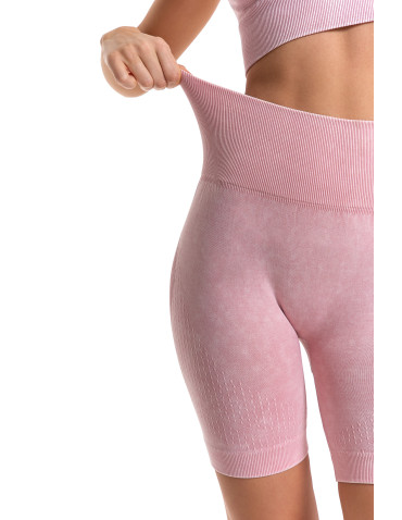 Legginsy - Legginsy kolarki damskie z wysokim stanem i efektem push-up RÓŻOWY - produkt 7