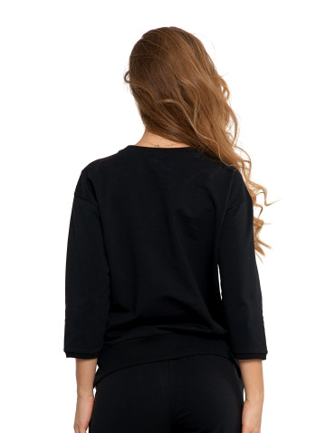 Bluzy - Bluza dresowa damska z rękawem 3/4 i rozcięciem po bokach ZIELONY - produkt 2