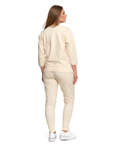 Bluzy - Bluza dresowa damska z rękawem 3/4 i rozcięciem po bokach ZIELONY - produkt 36