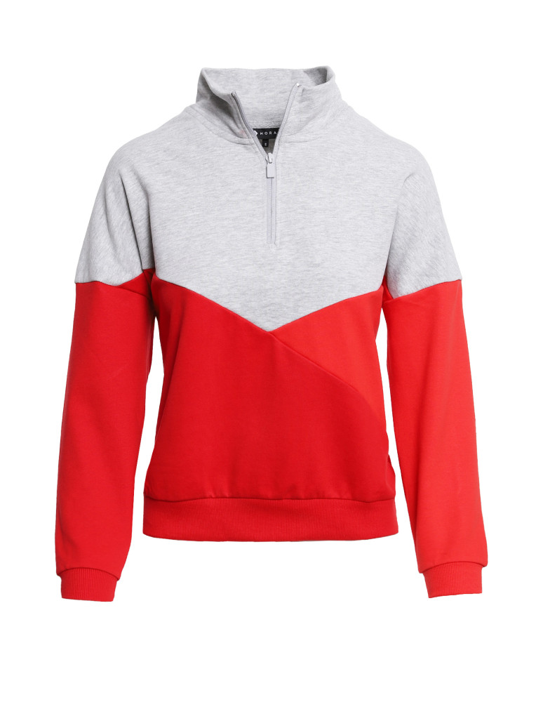 Bluzy - Bluza dresowa damska z zamkiem i stójką CZERWONY - produkt moraj.pl 1