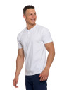 T-shirt męski bawełniany z dekoltem henley BIAŁY