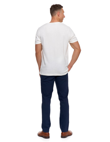 Koszulki, topy, koszule - T-shirt męski bawełniany o strukturalnym splocie typu waffle KREMOWY - produkt 10
