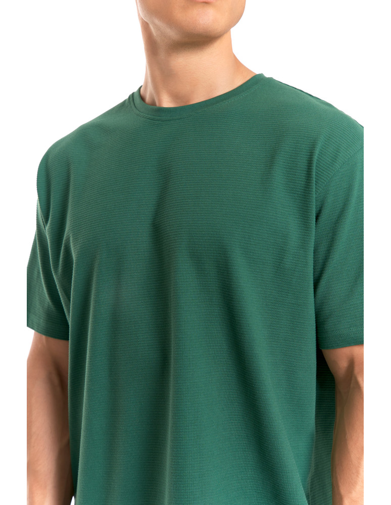 Koszulki, topy, koszule - T-shirt męski 100% bawełniany z prążkowaną strukturą ZIELONY - produkt moraj.pl 4