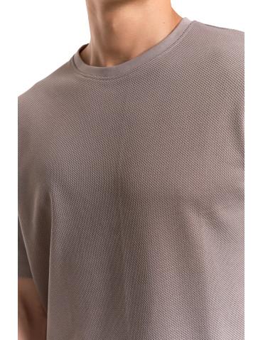 Koszulki, topy, koszule - T-shirt męski klasyczny bawełniany PREMIUM BEŻOWY - produkt 4