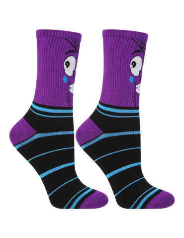 Skarpety - Skarpetki bawełniane unisex z zabawnym wzorem 3-pak FIOLETOWY - produkt 7