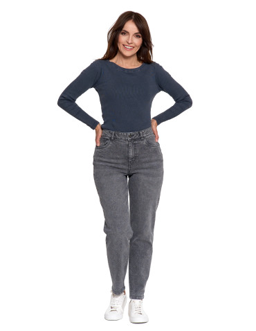 Spodnie - Damskie spodnie jeansowe mom fit SZARY - produkt 2