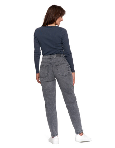 Spodnie - Damskie spodnie jeansowe mom fit SZARY - produkt 3