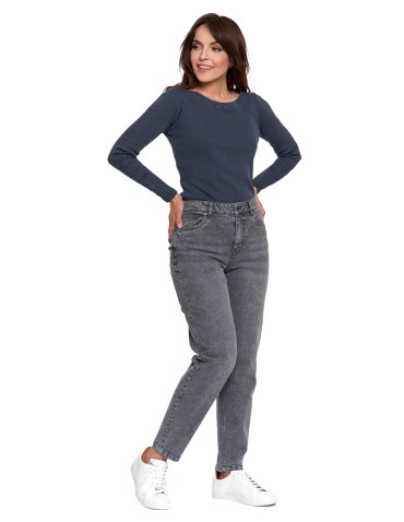 Spodnie - Damskie spodnie jeansowe mom fit SZARY - produkt 4