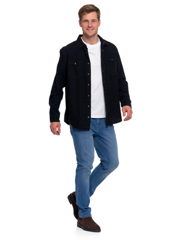 Koszulki, topy, koszule - Koszula męska jeansowa denim klasyczna CZARNY - produkt 12