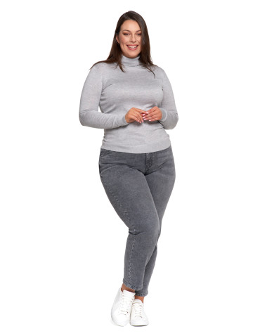 Swetry - Damski golf sweter z wiskozy SZARY - produkt 12
