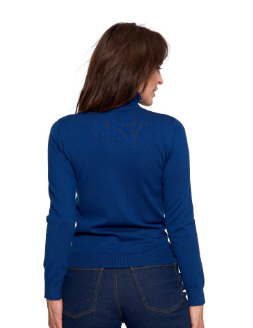 Nowości - Damski golf sweter z wiskozy NIEBIESKI - produkt 2