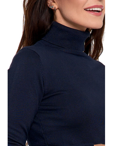Nowości - Damski golf sweter z wiskozy GRANATOWY - produkt 3