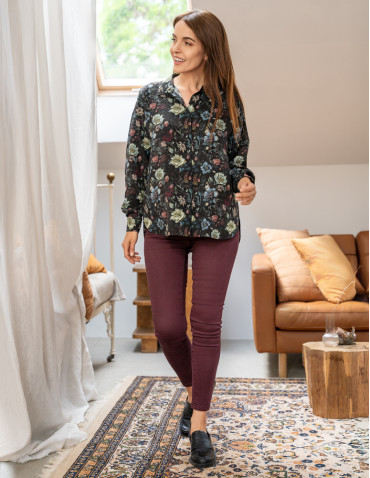 Spodnie - Spodnie damskie skinny elastyczne FIOLETOWY - produkt 1