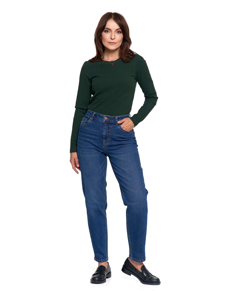Spodnie - Damskie spodnie jeansowe mom fit NIEBIESKI - produkt moraj.pl 3