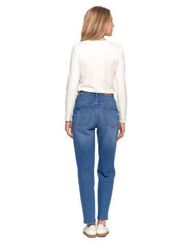 Spodnie - Damskie spodnie jeansowe mom fit JASNY NIEBIESKI - produkt 3