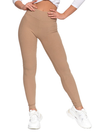 Legginsy - Damskie legginsy z wysokim stanem i prążkowaną strukturą MOKKA - produkt 5