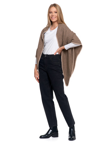 Szale i chusty - Ciepła chusta damska boho BRĄZOWY - produkt 6