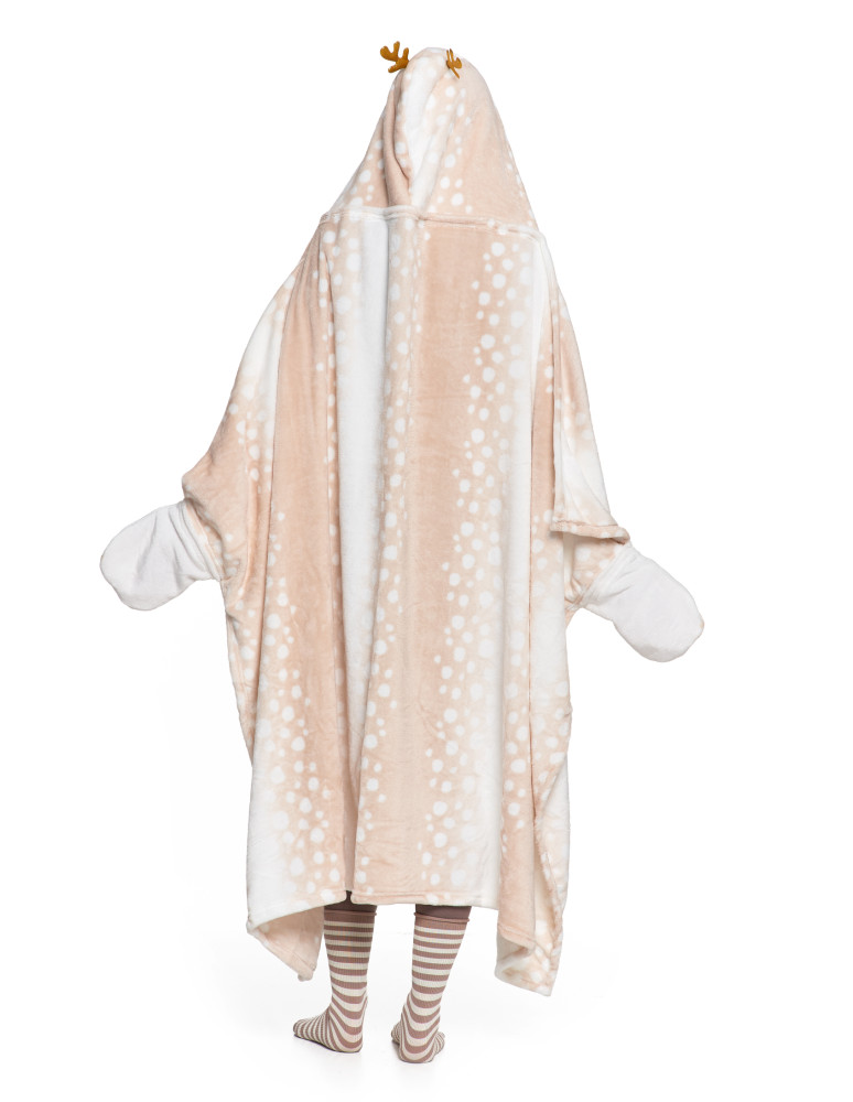 Kocobluzy - Kocobluza damska z motywem renifera koc z kapturem KREMOWY - produkt moraj.pl 6
