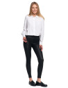 Damskie legginsy z wysokim stanem w stylu skórzanym CZARNY