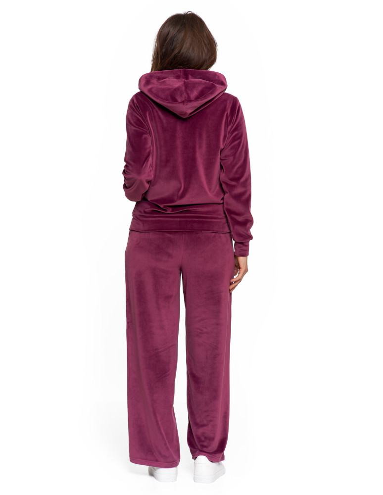 Bluzy - Bluza damska welurowa rozpinana z kapturem i kieszeniami FIOLETOWY - produkt moraj.pl 9