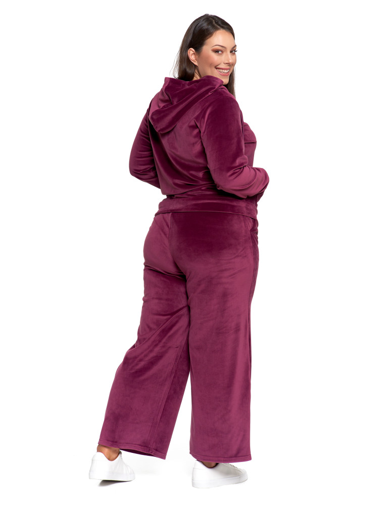 Bluzy - Bluza damska welurowa rozpinana z kapturem i kieszeniami FIOLETOWY - produkt moraj.pl 16
