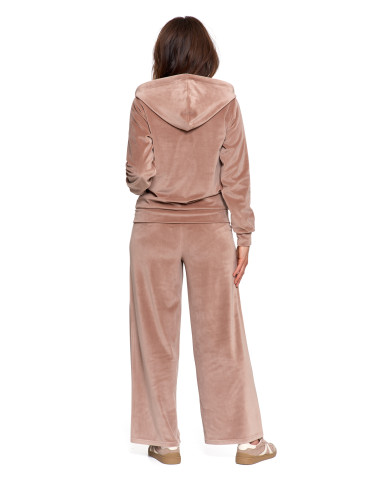 Bluzy - Bluza damska welurowa rozpinana z kapturem i kieszeniami MOKKA - produkt 11