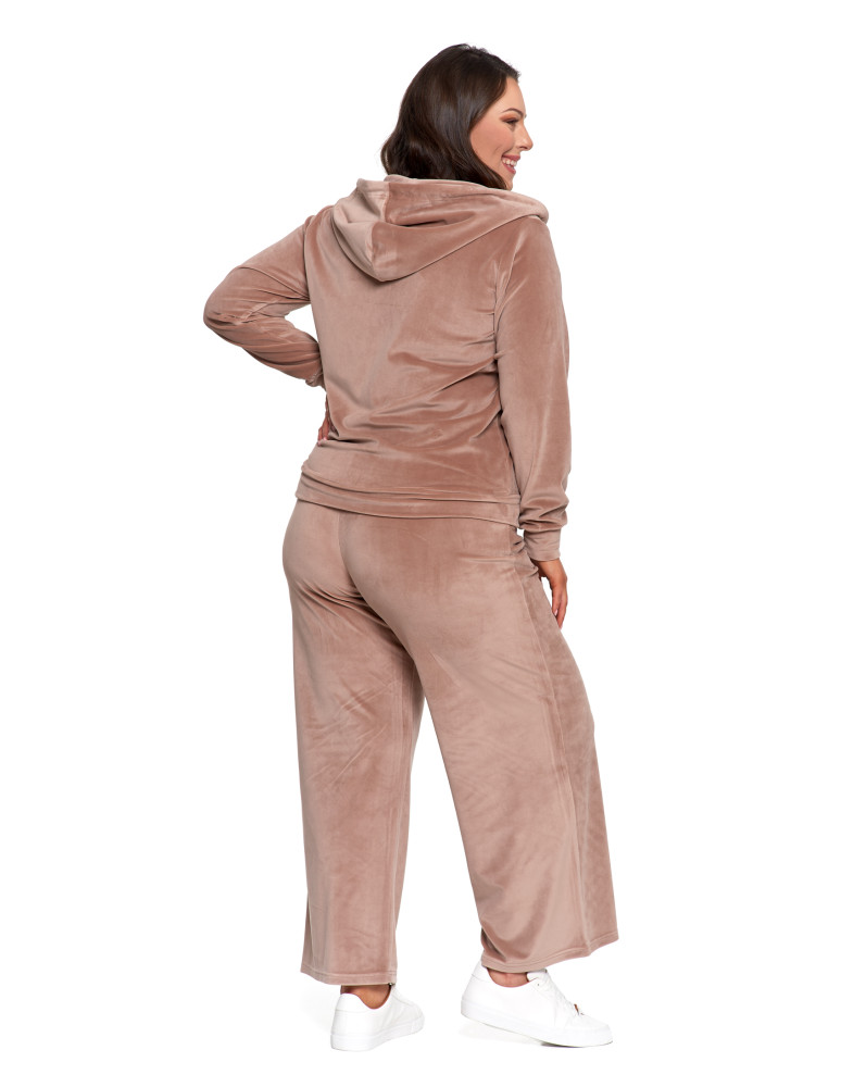 Bluzy - Bluza damska welurowa rozpinana z kapturem i kieszeniami MOKKA - produkt moraj.pl 17