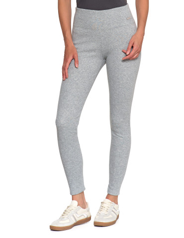 Legginsy - Prążkowane legginsy damskie z wysokim stanem ocieplane MOKKA - produkt 27