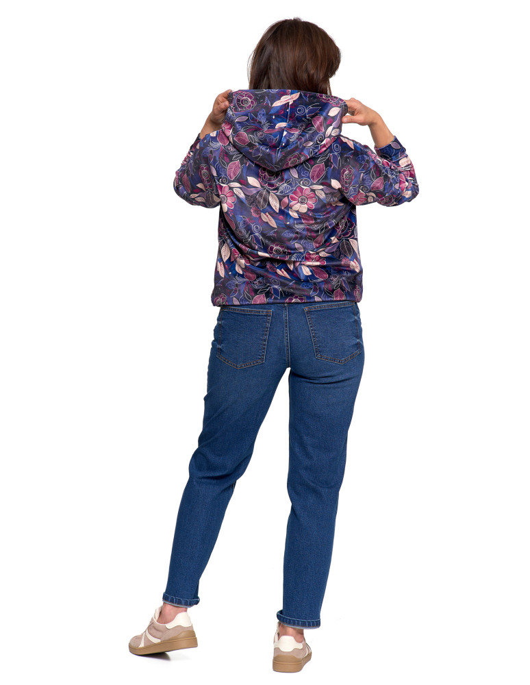Bluzy - Damska bluza welurowa z kapturem i kieszenią kangurka WZÓR - produkt moraj.pl 5