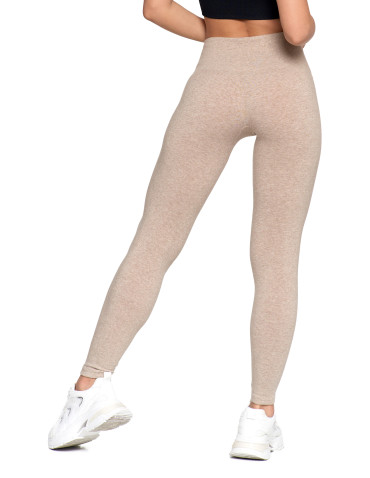 Legginsy - Legginsy damskie ocieplane z wysokim stanem i szerokim pasem BEŻOWY - produkt 10