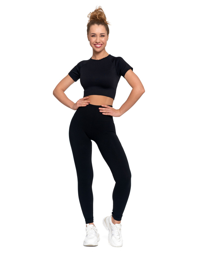 Legginsy - Legginsy damskie ocieplane z wysokim stanem i szerokim pasem CZARNY - produkt moraj.pl 1