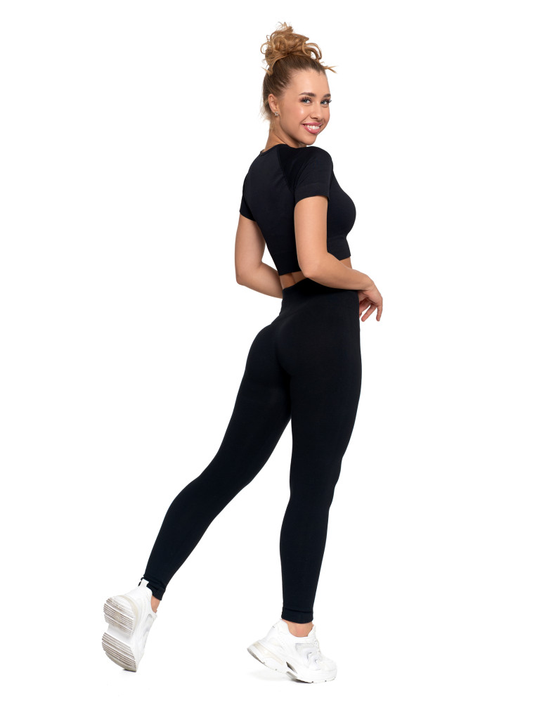 Legginsy - Legginsy damskie ocieplane z wysokim stanem i szerokim pasem CZARNY - produkt moraj.pl 3