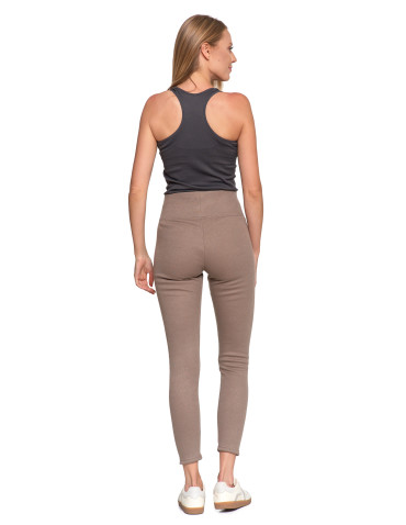 Legginsy - Prążkowane legginsy damskie z wysokim stanem ocieplane MOKKA - produkt 32