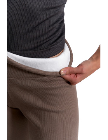Legginsy - Prążkowane legginsy damskie z wysokim stanem ocieplane MOKKA - produkt 36