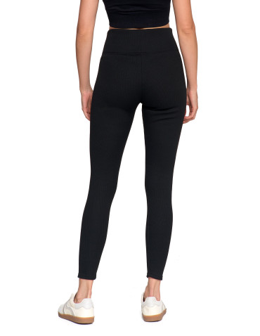 Legginsy - Prążkowane legginsy damskie z wysokim stanem ocieplane MOKKA - produkt 50