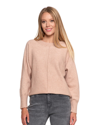 Swetry - Sweter damski wiskozowy o luźnym kroju BRĄZOWY - produkt 7